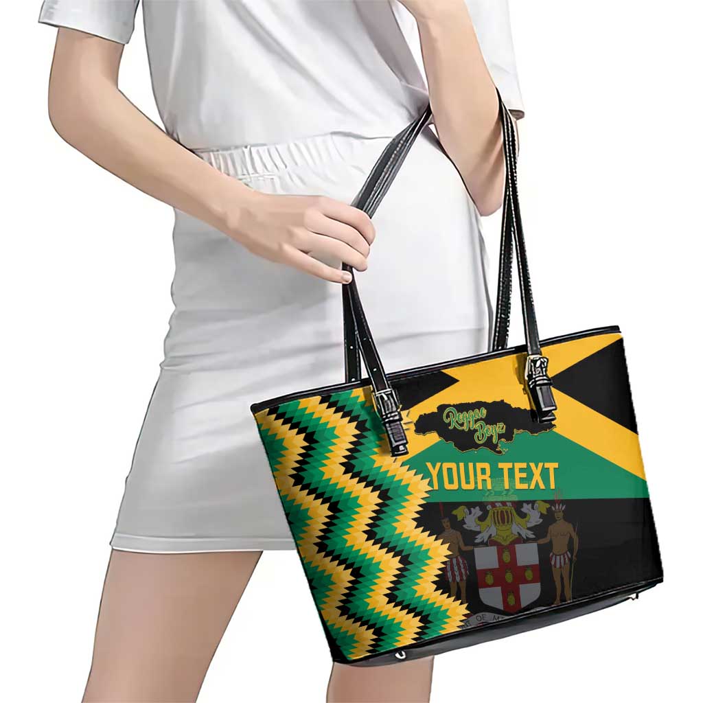 Custom Jamaica Football Leather Tote Bag Go Reggae Boyz - Wonder Print Shop