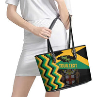 Custom Jamaica Football Leather Tote Bag Go Reggae Boyz - Wonder Print Shop