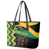 Custom Jamaica Football Leather Tote Bag Go Reggae Boyz - Wonder Print Shop