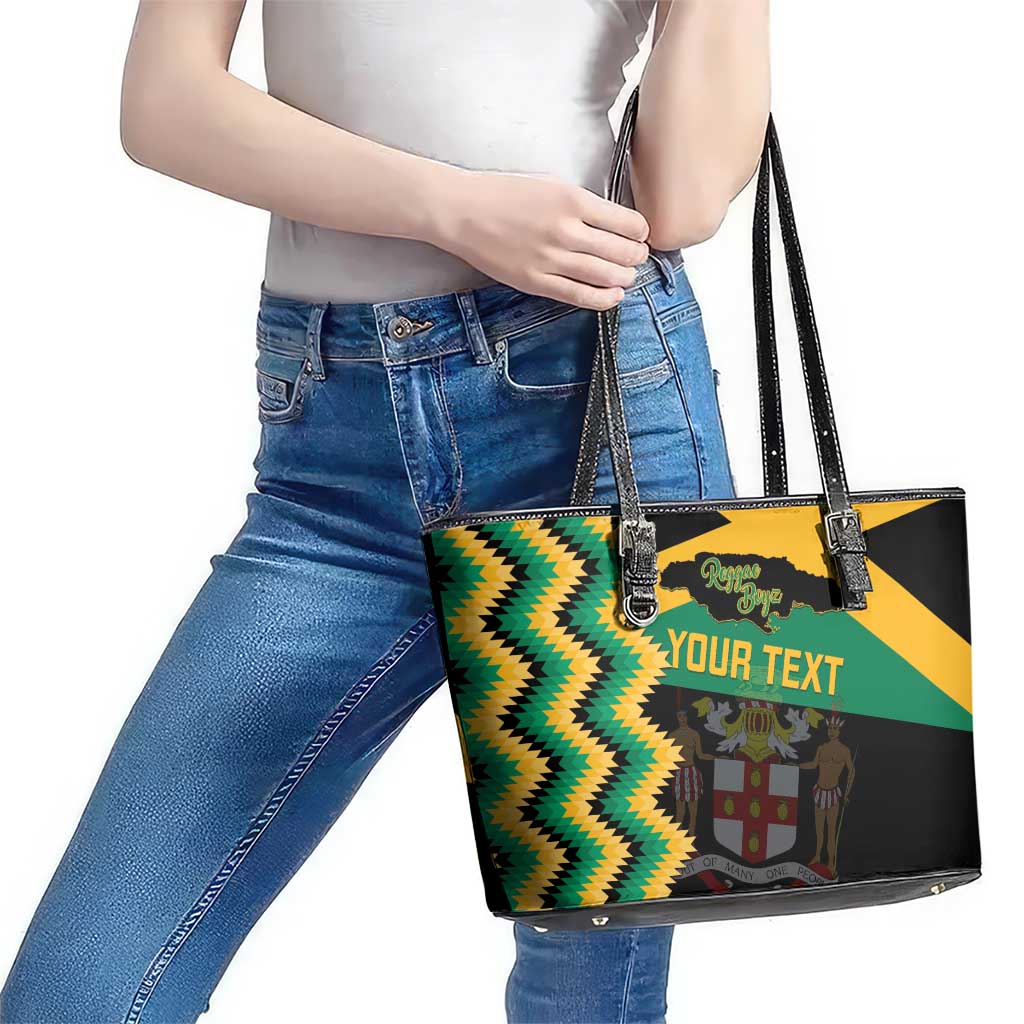 Custom Jamaica Football Leather Tote Bag Go Reggae Boyz - Wonder Print Shop