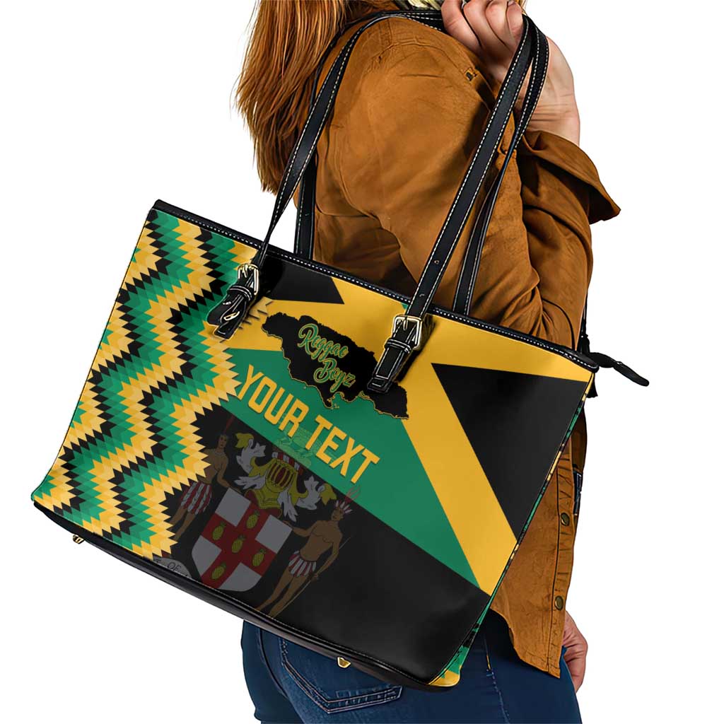 Custom Jamaica Football Leather Tote Bag Go Reggae Boyz - Wonder Print Shop