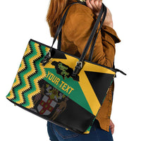 Custom Jamaica Football Leather Tote Bag Go Reggae Boyz - Wonder Print Shop