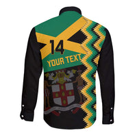 Custom Jamaica Football Long Sleeve Button Shirt Go Reggae Boyz - Wonder Print Shop