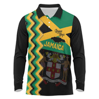 Custom Jamaica Football Long Sleeve Polo Shirt Go Reggae Boyz - Wonder Print Shop