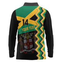 Custom Jamaica Football Long Sleeve Polo Shirt Go Reggae Boyz - Wonder Print Shop