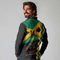 Custom Jamaica Football Long Sleeve Polo Shirt Go Reggae Boyz - Wonder Print Shop