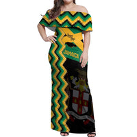 Custom Jamaica Football Off Shoulder Maxi Dress Go Reggae Boyz - Wonder Print Shop