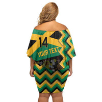 Custom Jamaica Football Off Shoulder Short Dress Go Reggae Boyz - Wonder Print Shop