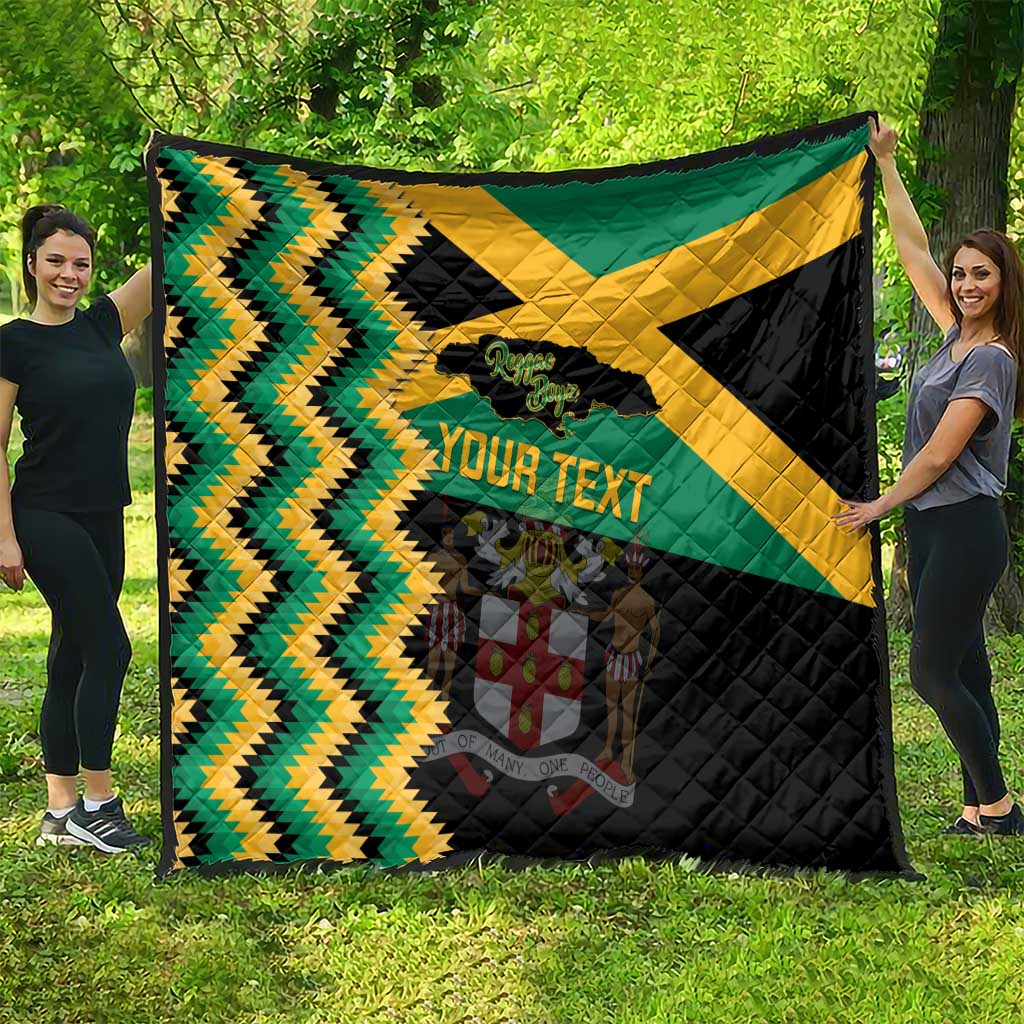 Custom Jamaica Football Quilt Go Reggae Boyz - Wonder Print Shop