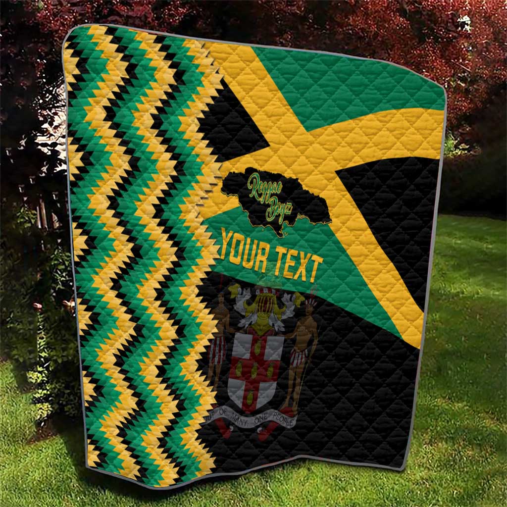 Custom Jamaica Football Quilt Go Reggae Boyz - Wonder Print Shop