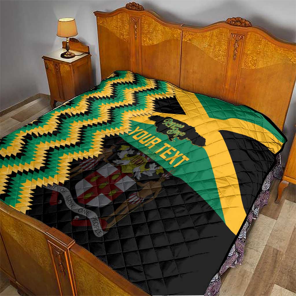 Custom Jamaica Football Quilt Go Reggae Boyz - Wonder Print Shop