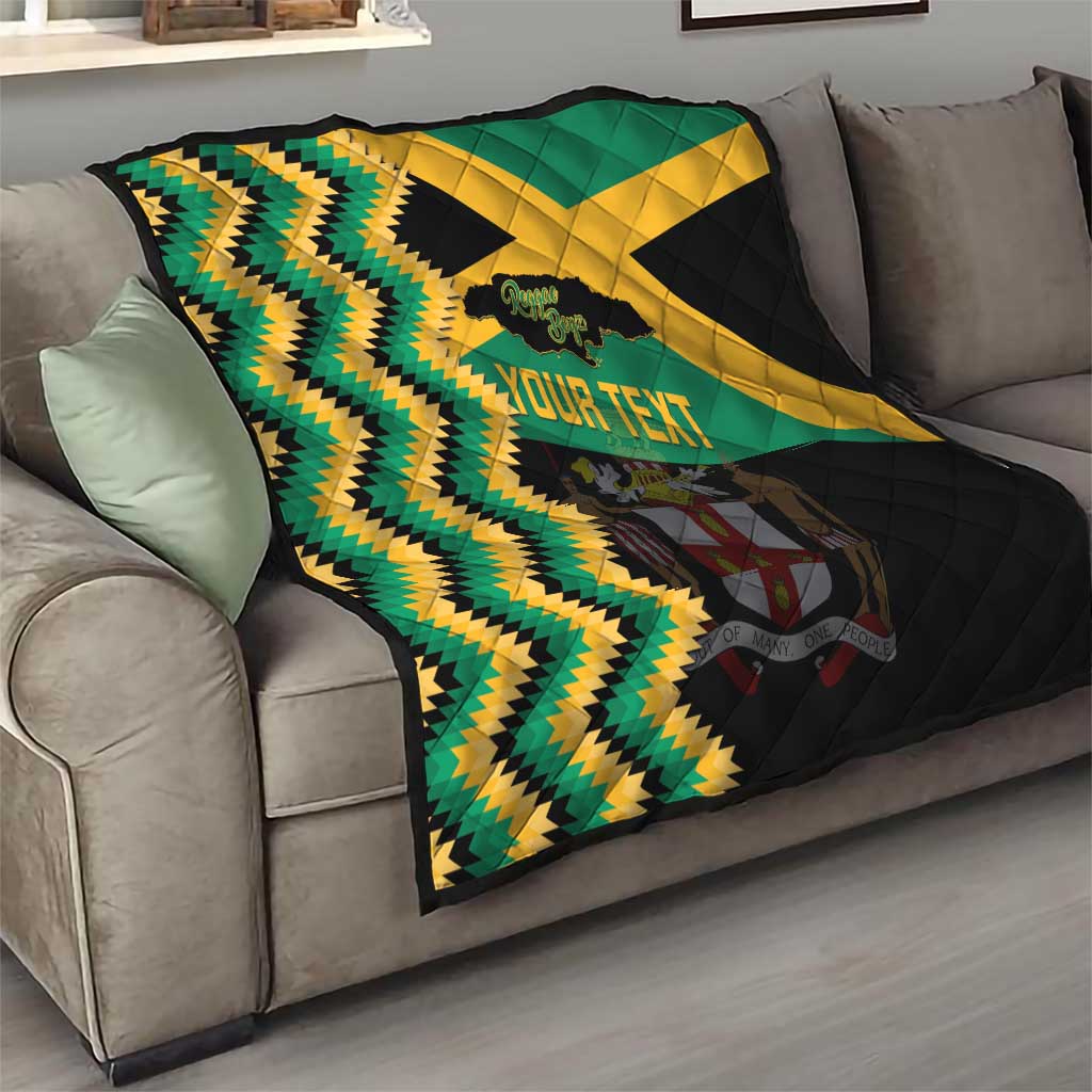 Custom Jamaica Football Quilt Go Reggae Boyz - Wonder Print Shop