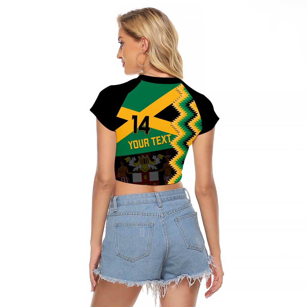 Custom Jamaica Football Raglan Cropped T Shirt Go Reggae Boyz - Wonder Print Shop