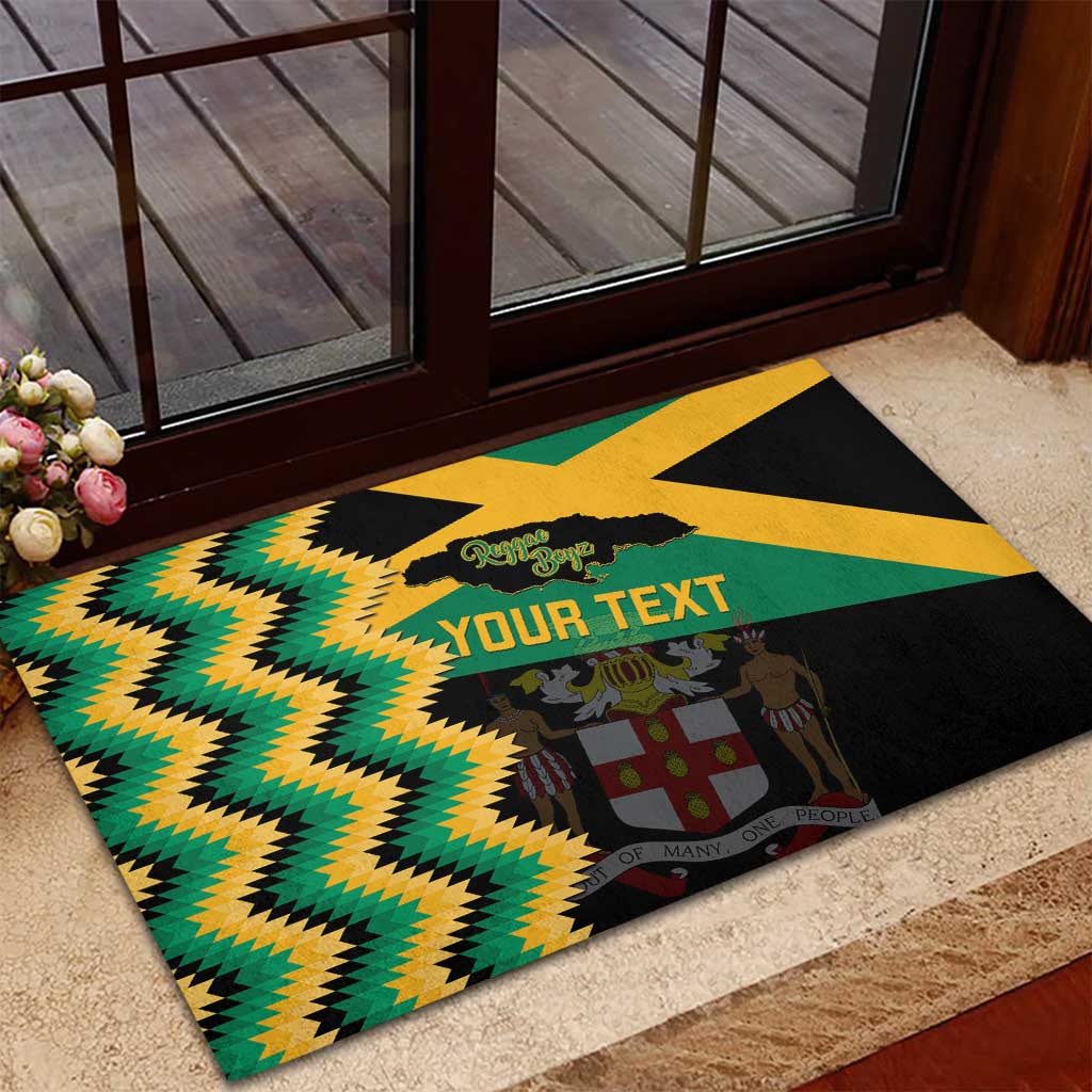 Custom Jamaica Football Rubber Doormat Go Reggae Boyz - Wonder Print Shop
