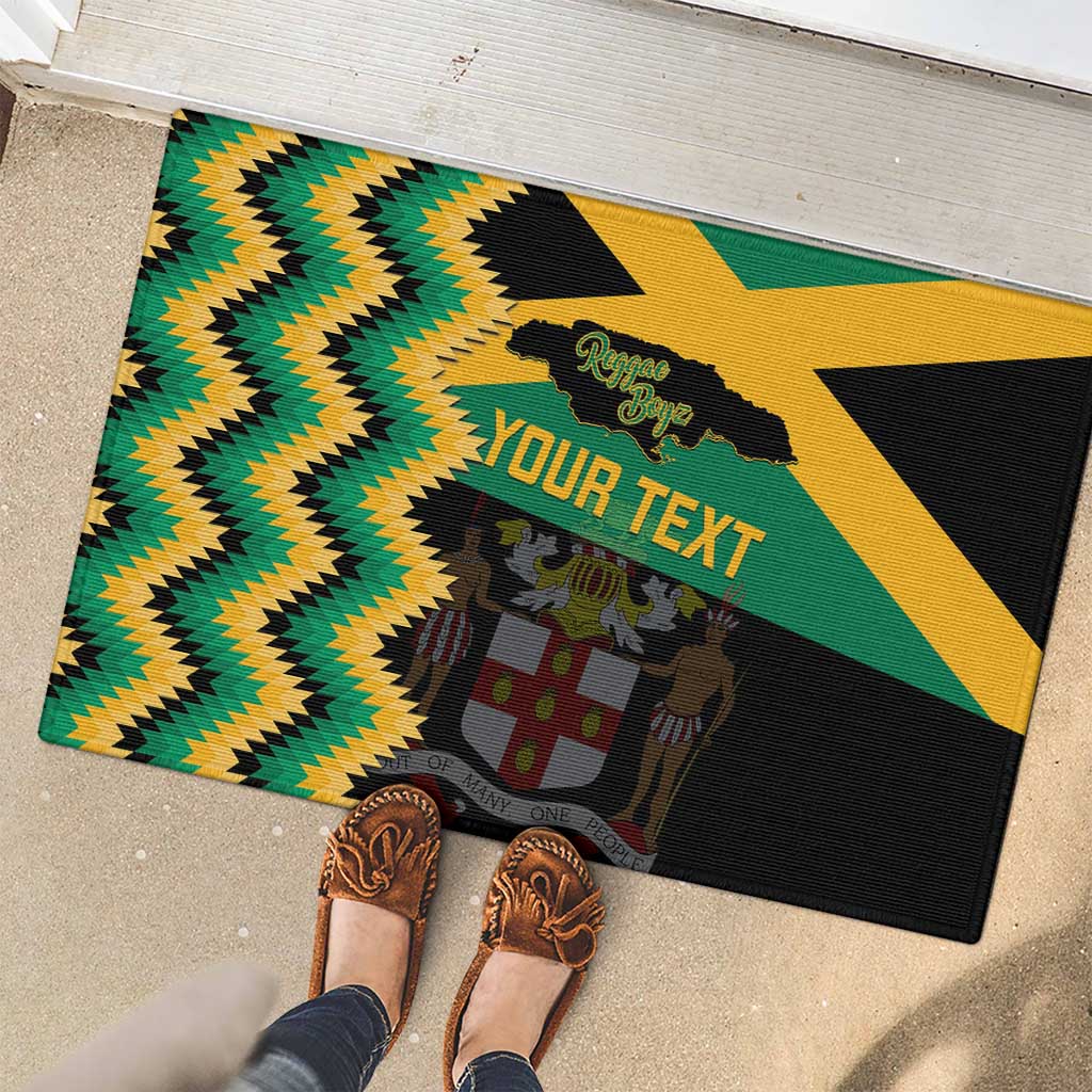 Custom Jamaica Football Rubber Doormat Go Reggae Boyz - Wonder Print Shop