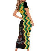 Custom Jamaica Football Short Sleeve Bodycon Dress Go Reggae Boyz - Wonder Print Shop