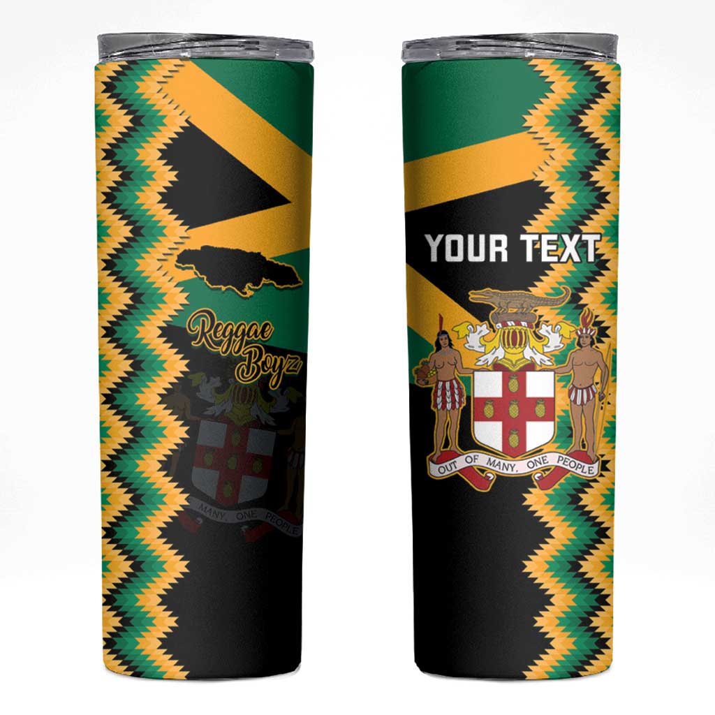 Custom Jamaica Football Skinny Tumbler Go Reggae Boyz - Wonder Print Shop
