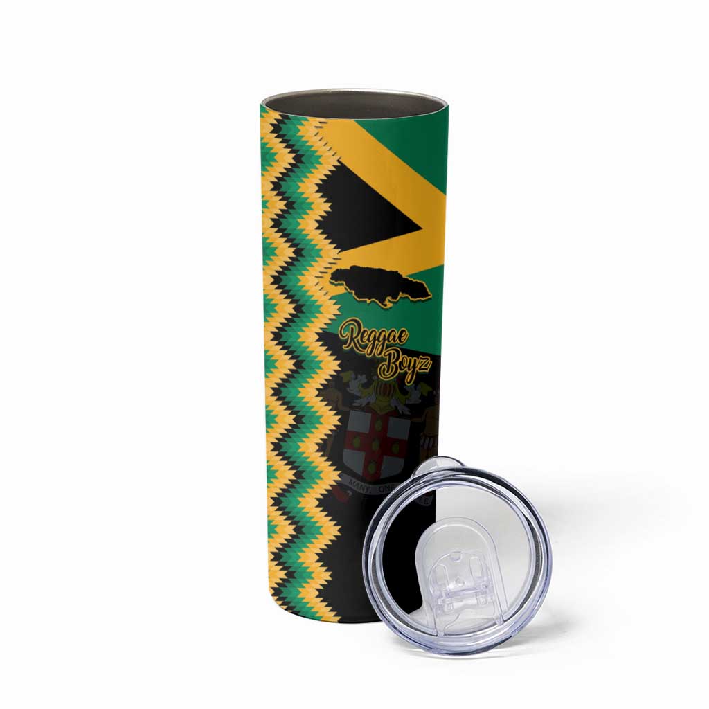 Custom Jamaica Football Skinny Tumbler Go Reggae Boyz - Wonder Print Shop
