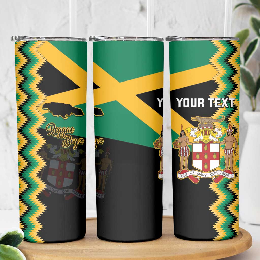 Custom Jamaica Football Skinny Tumbler Go Reggae Boyz - Wonder Print Shop