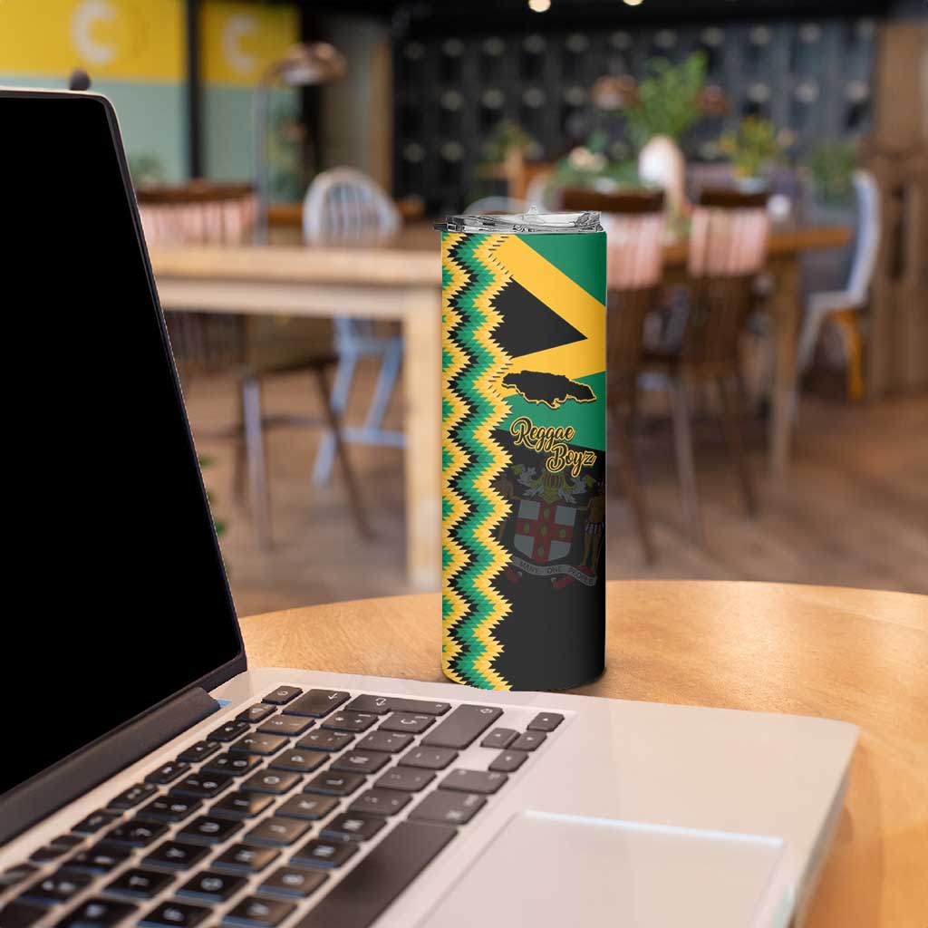Custom Jamaica Football Skinny Tumbler Go Reggae Boyz - Wonder Print Shop