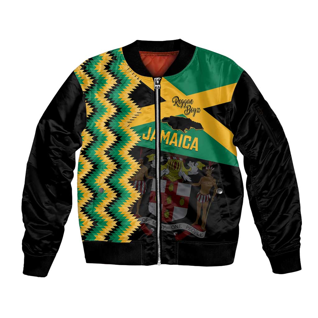 Custom Jamaica Football Sleeve Zip Bomber Jacket Go Reggae Boyz - Wonder Print Shop