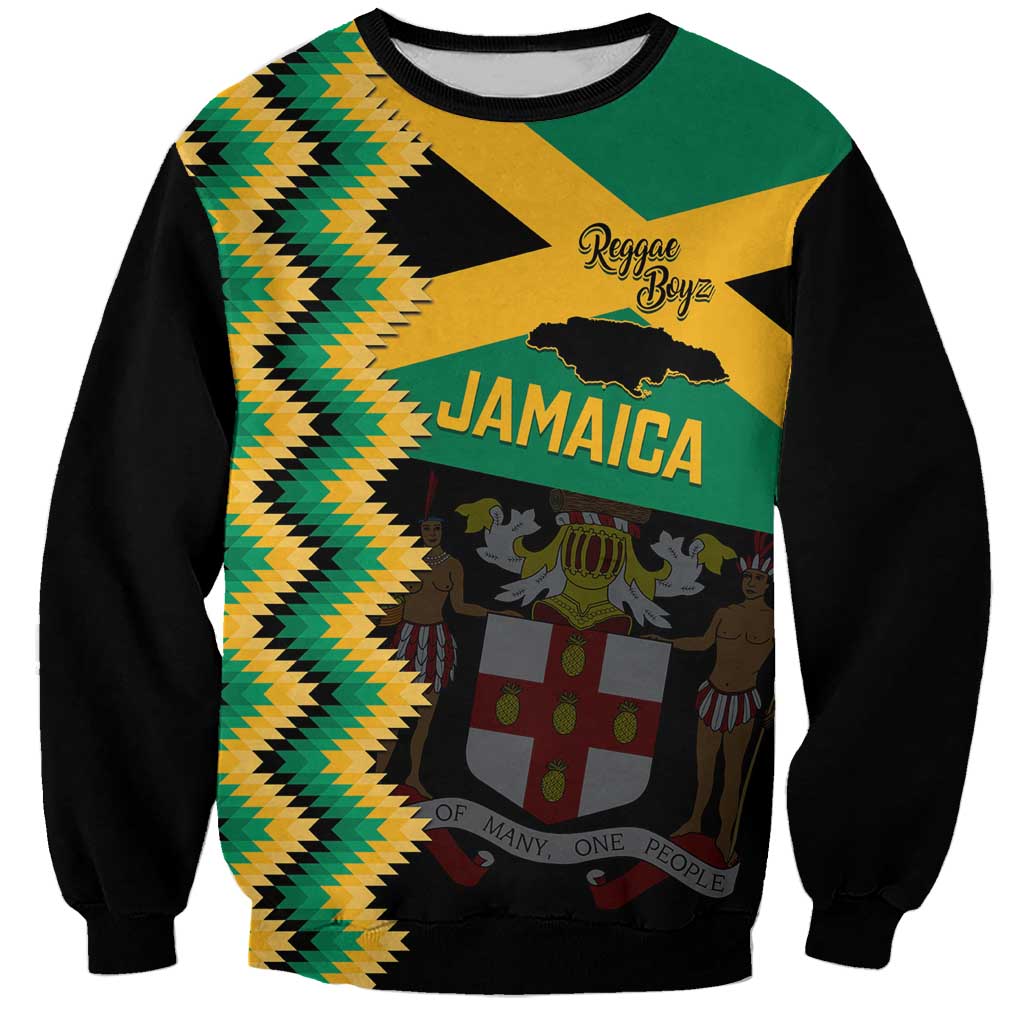 Custom Jamaica Football Sweatshirt Go Reggae Boyz - Wonder Print Shop