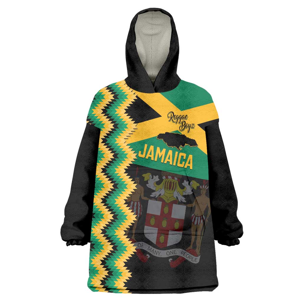 Custom Jamaica Football Wearable Blanket Hoodie Go Reggae Boyz - Wonder Print Shop