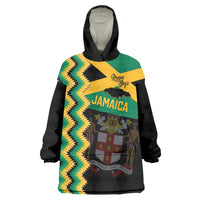 Custom Jamaica Football Wearable Blanket Hoodie Go Reggae Boyz - Wonder Print Shop