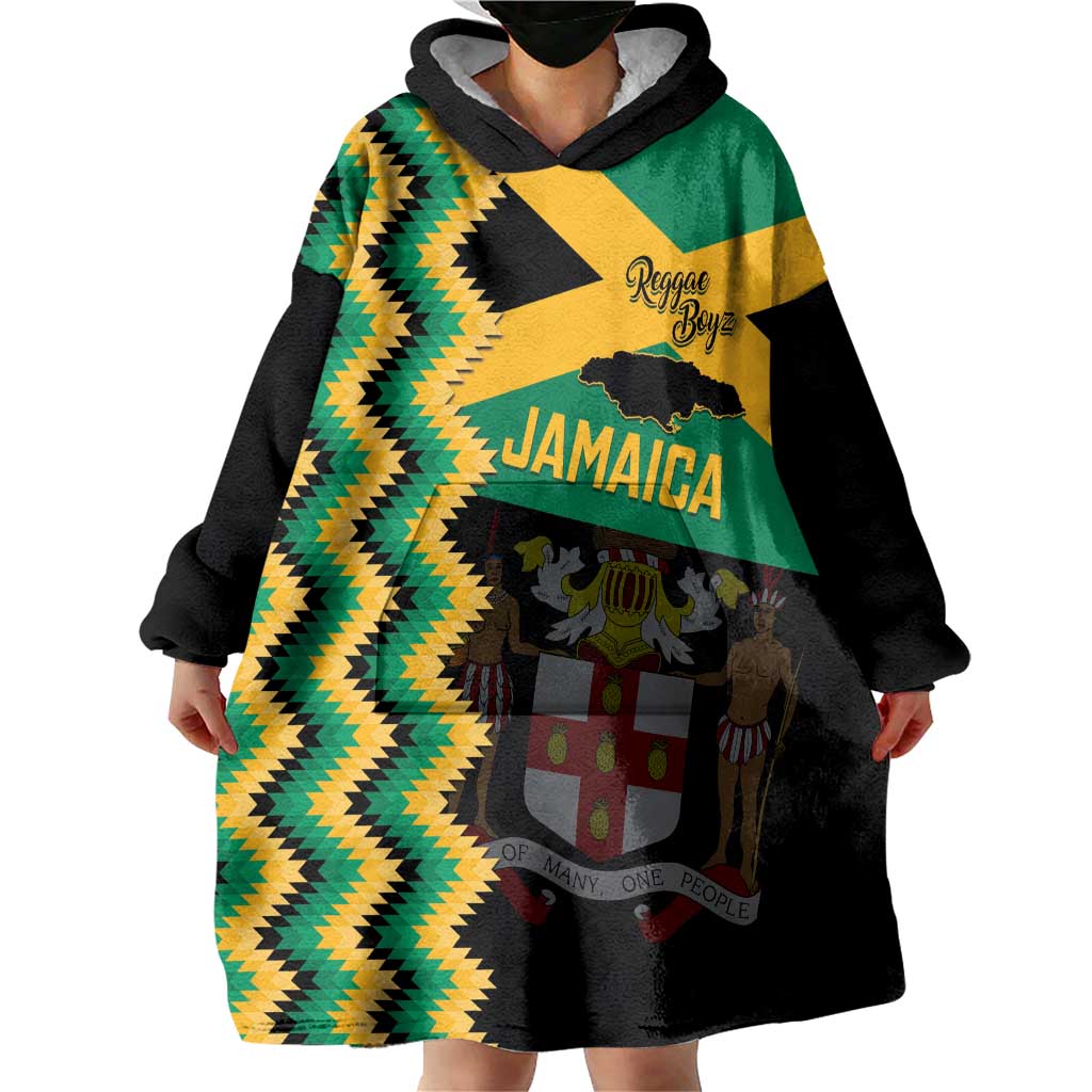 Custom Jamaica Football Wearable Blanket Hoodie Go Reggae Boyz - Wonder Print Shop