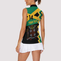 Custom Jamaica Football Women Sleeveless Polo Shirt Go Reggae Boyz - Wonder Print Shop