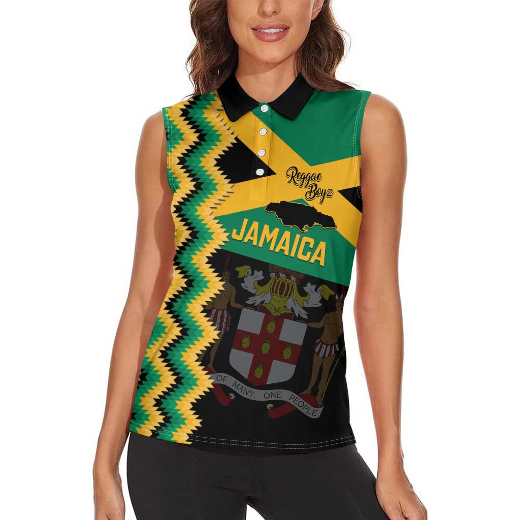 Custom Jamaica Football Women Sleeveless Polo Shirt Go Reggae Boyz - Wonder Print Shop