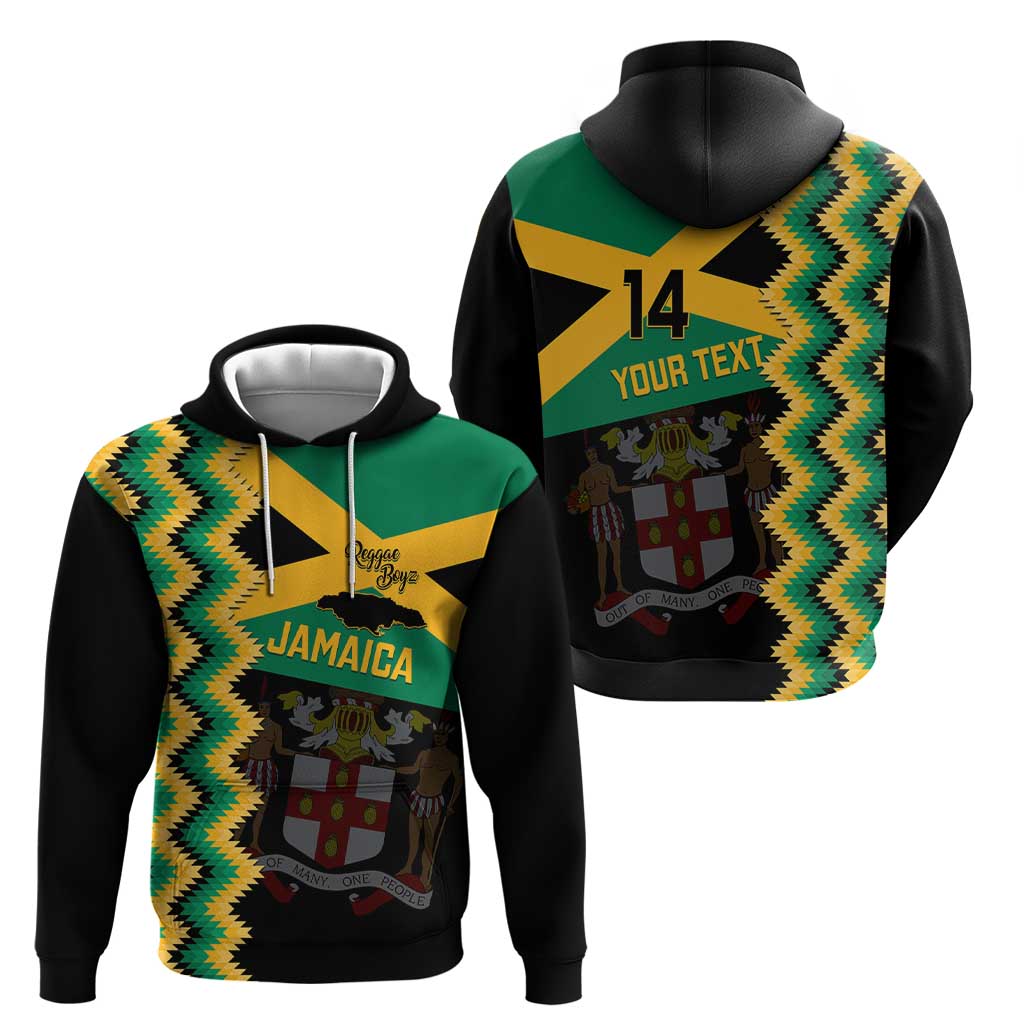 Custom Jamaica Football Zip Hoodie Go Reggae Boyz - Wonder Print Shop