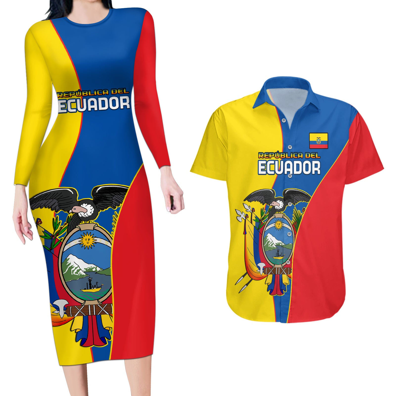 ecuador-couples-matching-long-sleeve-bodycon-dress-and-hawaiian-shirt-ecuadorian-independence-day-10-august-proud