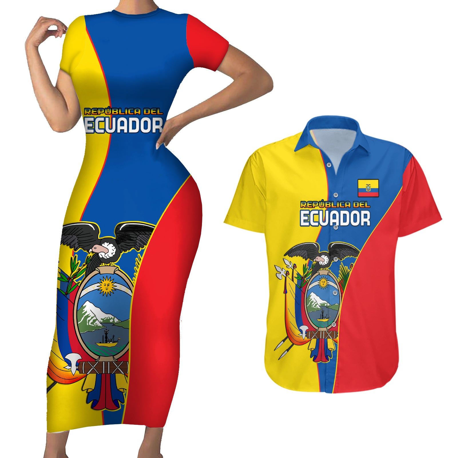 ecuador-couples-matching-short-sleeve-bodycon-dress-and-hawaiian-shirt-ecuadorian-independence-day-10-august-proud