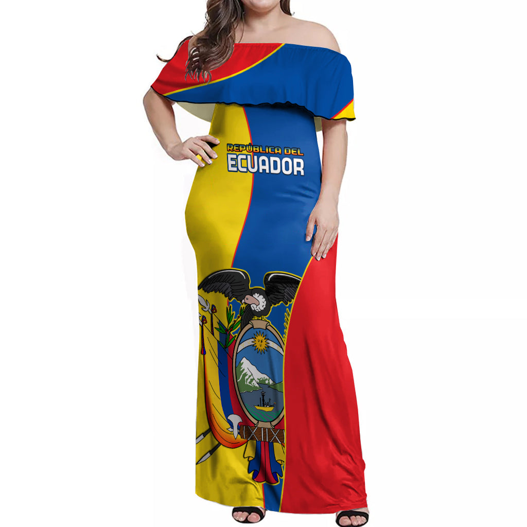 Ecuador Off Shoulder Maxi Dress Ecuadorian Independence Day 10 August Proud - Wonder Print Shop