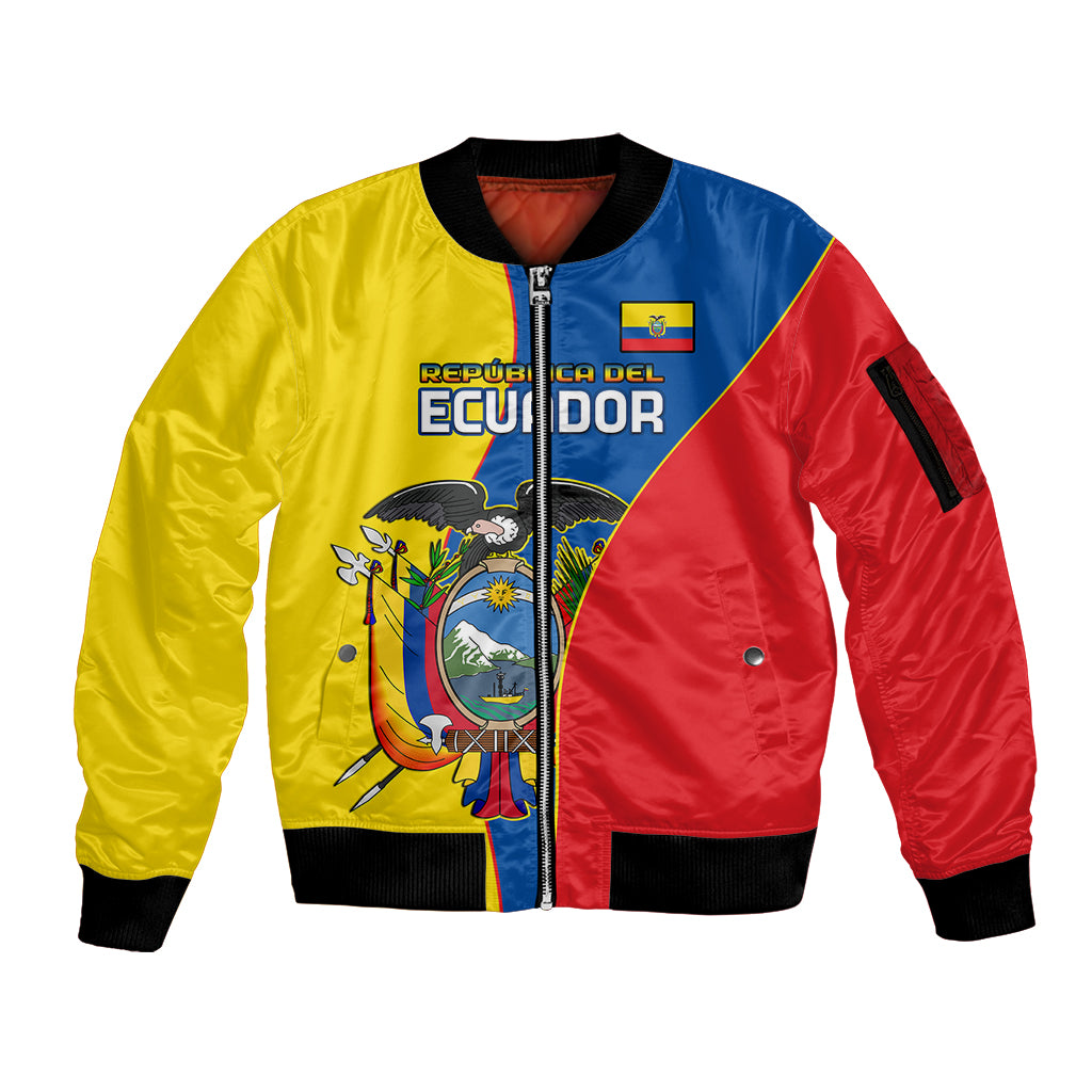 Ecuador Sleeve Zip Bomber Jacket Ecuadorian Independence Day 10 August Proud - Wonder Print Shop