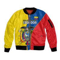 Ecuador Sleeve Zip Bomber Jacket Ecuadorian Independence Day 10 August Proud - Wonder Print Shop