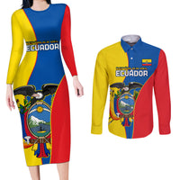 Custom Ecuador Couples Matching Long Sleeve Bodycon Dress and Long Sleeve Button Shirts Ecuadorian Independence Day 10 August Proud - Wonder Print Shop