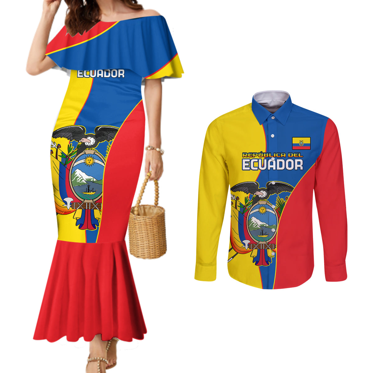 custom-ecuador-couples-matching-mermaid-dress-and-long-sleeve-button-shirts-ecuadorian-independence-day-10-august-proud