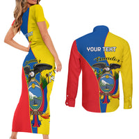 Custom Ecuador Couples Matching Short Sleeve Bodycon Dress and Long Sleeve Button Shirts Ecuadorian Independence Day 10 August Proud - Wonder Print Shop