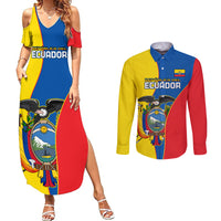Custom Ecuador Couples Matching Summer Maxi Dress and Long Sleeve Button Shirts Ecuadorian Independence Day 10 August Proud - Wonder Print Shop