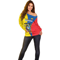 Custom Ecuador Off Shoulder Sweater Ecuadorian Independence Day 10 August Proud - Wonder Print Shop