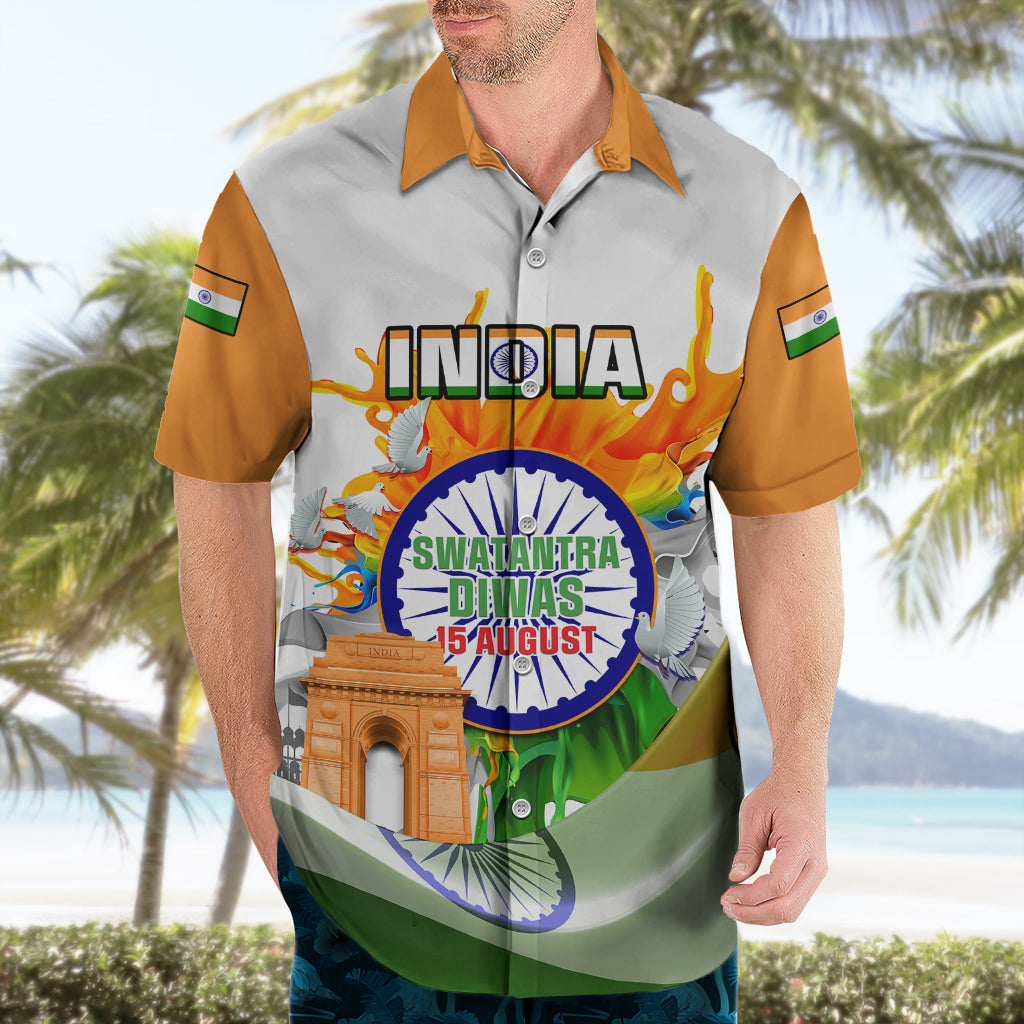 India Hawaiian Shirt Swatantra Diwas Happy Indian Independence Day - Wonder Print Shop