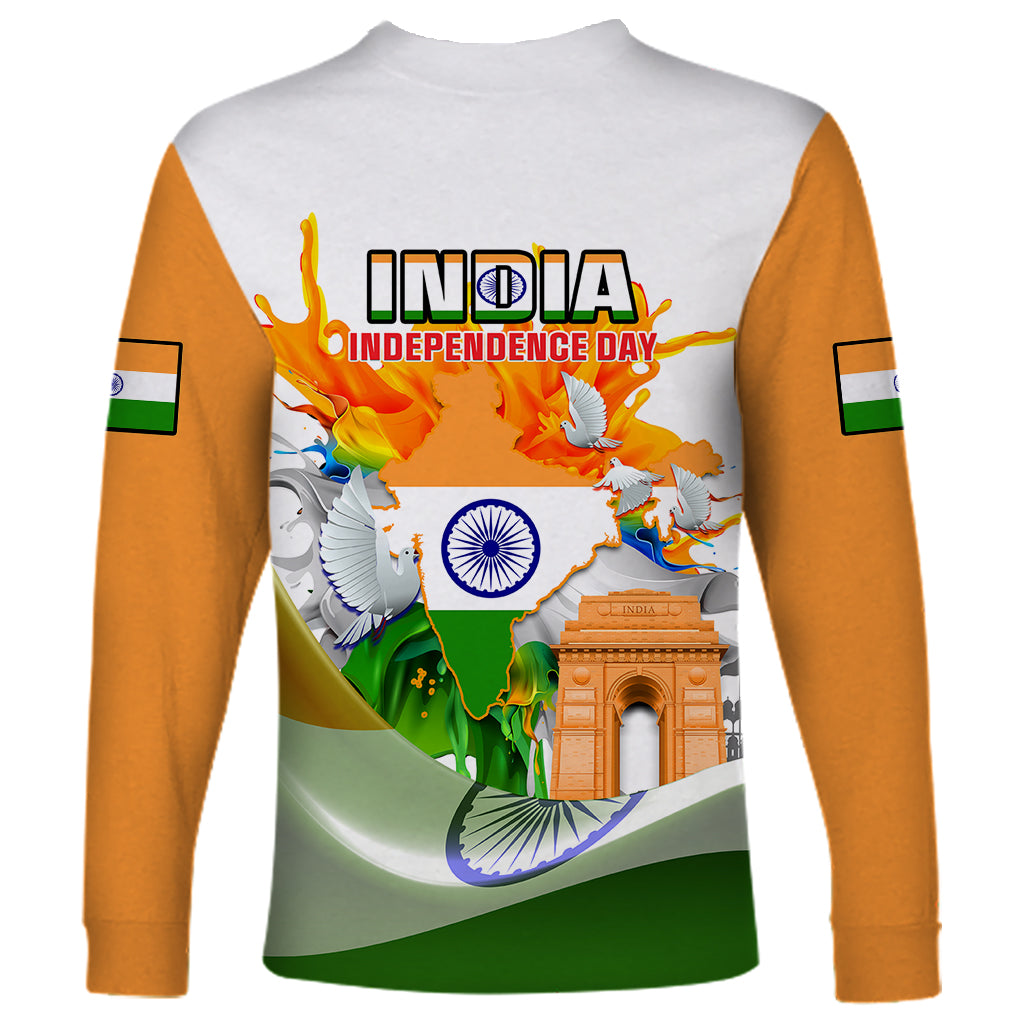 India Long Sleeve Shirt Swatantra Diwas Happy Indian Independence Day - Wonder Print Shop