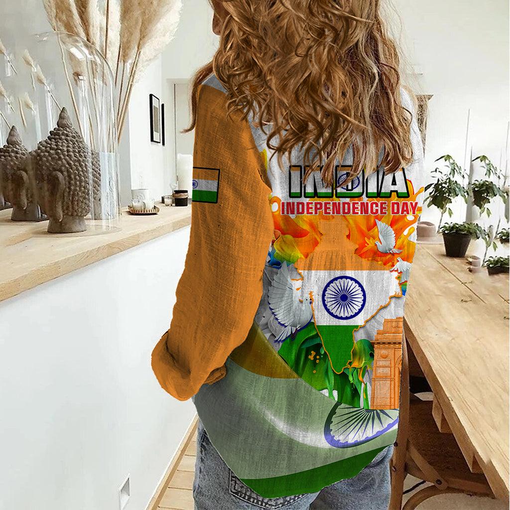 India Women Casual Shirt Swatantra Diwas Happy Indian Independence Day - Wonder Print Shop