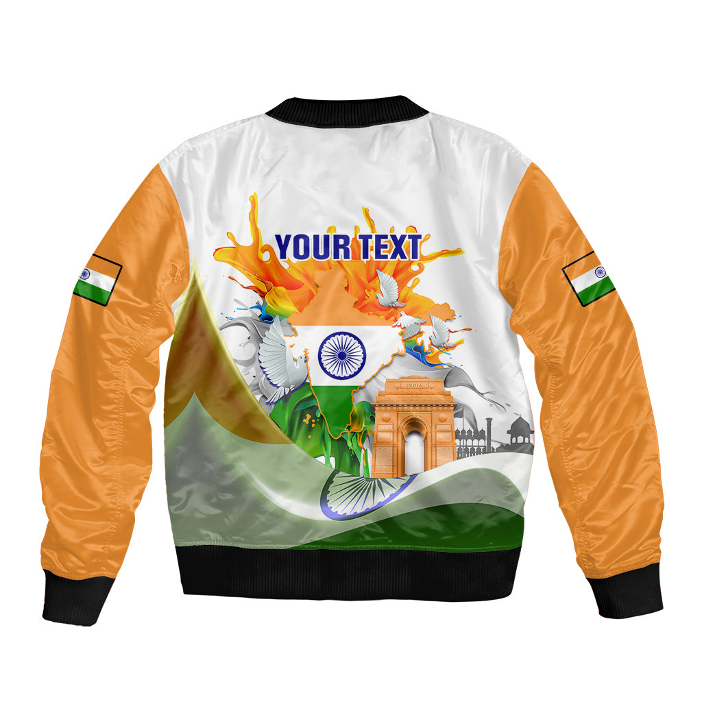Custom India Bomber Jacket Swatantra Diwas Happy Indian Independence Day - Wonder Print Shop