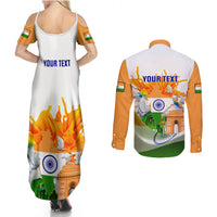 Custom India Couples Matching Summer Maxi Dress and Long Sleeve Button Shirts Swatantra Diwas Happy Indian Independence Day - Wonder Print Shop
