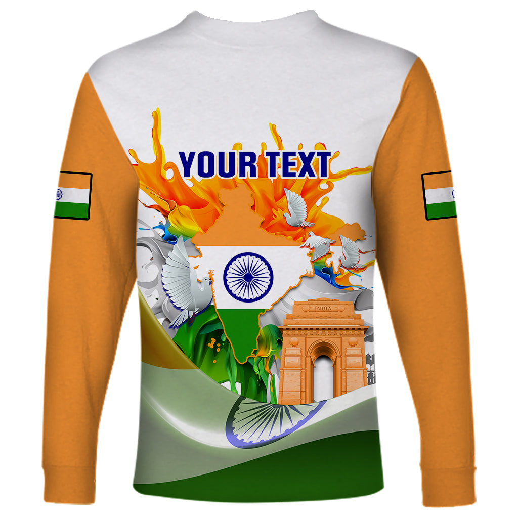 Custom India Long Sleeve Shirt Swatantra Diwas Happy Indian Independence Day - Wonder Print Shop