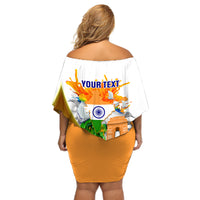 Custom India Off Shoulder Short Dress Swatantra Diwas Happy Indian Independence Day - Wonder Print Shop