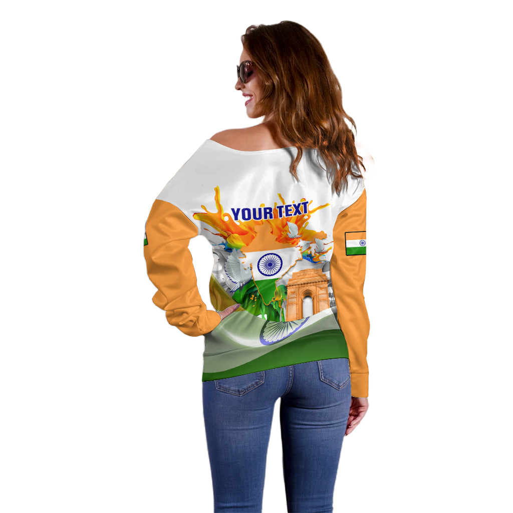 Custom India Off Shoulder Sweater Swatantra Diwas Happy Indian Independence Day - Wonder Print Shop